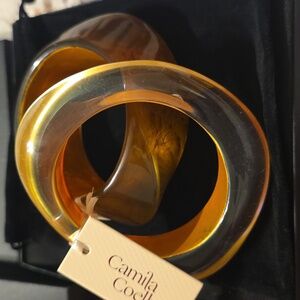Camila Coelho Amber and Gold Resin Bangles